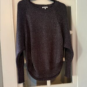 Cloud Chaser Charcoal Textured Raglan Crew Sweater